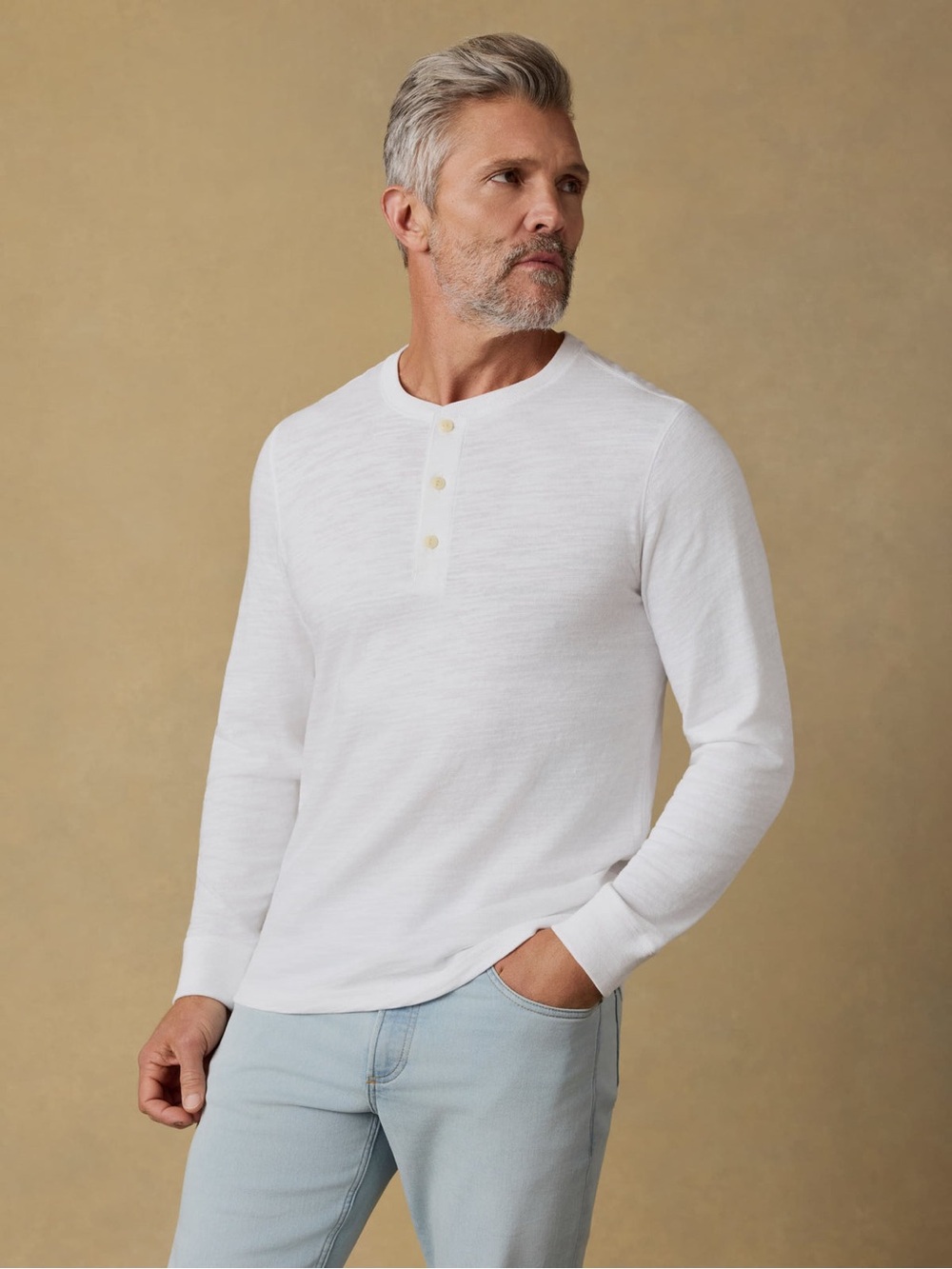 Faherty Sunwashed Organic Henley - White